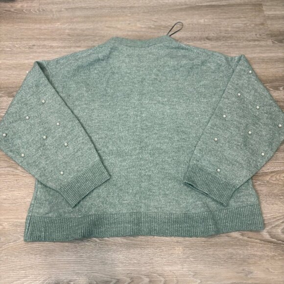 H&M Oversized Soft Green Pastel Beaded Knit Sweater sz M - Picture 6 of 9